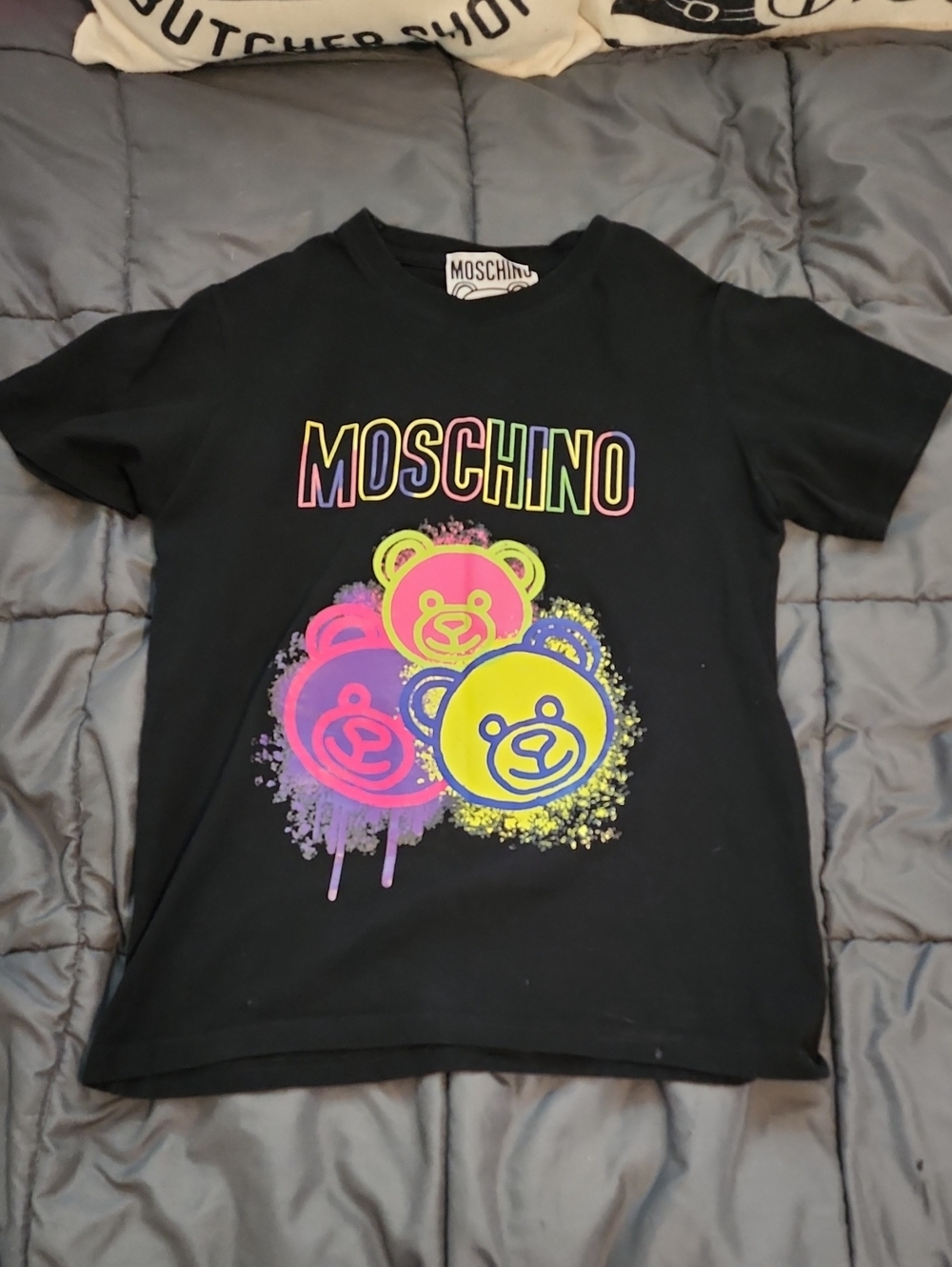 Authentic Moschino Milano Designer Neon Bear Shirt Size Small - CUTE! 🐻